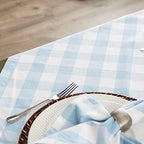 DII Buffalo Check Collection, Classic Farmhouse Tablecloth, 60 x 104, Light Blue & White - Image 4