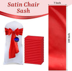 MDS® Pack of 75 Satin Chair Sashes for Wedding & Events – Red - Image 3