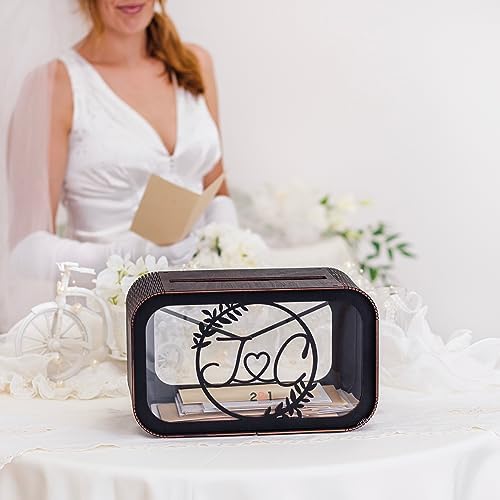 Personalized Wedding Card Box Holder - Rustic Wedding Decorations for Ceremony Outside - Wooden Card Box for Wedding Party Decorations, Birthday, Bridal Shower - Decorative Boxes Variety of 7 Colors - Image 4