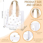 Clysee 24 Pcs Clear Gift Bags Daisy Pattern Transparent PVC Tote,Beige - Image 3