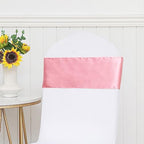 Pack of 50 Satin Dusty Pink Chair Sashes Bows 7 X 108 Inch Universal Chair Ribbons for Wedding Ceremony Party Banquet Restaurant Event Chair Decorations - Dusty Pink Chair Sashes 50 Pack - Image 5