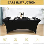 6-Pack 6ft Black Spandex Table Covers for Rectangle Standard Folding Tables - Wrinkle Resistant Stretch Tablecloths - Ultimate Fitted Table Protector for Parties, Trade Shows, Wedding - Image 6