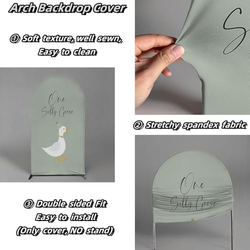 Arch Backdrop Cover for One Silly Goose Baby Shower Arch Stand Stretchy Cover First Goose Kids 1st Birthday Party Fiesta Decorations (7.2x4ft Cover,992) - Image 3