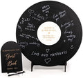 Custom Wood Round Record Wedding Guest Book Alternative, Rustic Vinyl Record Design for Wedding Reception, Graduation Guest Book, Vintage Event Decor (Black) by WEDDINGbyEli