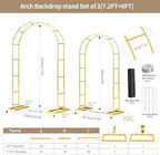 2 Pack Wedding Arch Backdrop Stand (7.2FT/6FT) Metal Frame with Base - Image 4