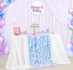 QueenDream White Sequin Tablecloth Mermaid Party: Big Payette Glitter Fabric - 51x35 Inch Rectangle for Rainbow Birthday Decor - Image 2