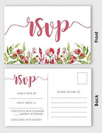 RSVP Postcards (Set Of 50) 4"X6" Blank With Mailing Side,RSVP Reply Response Cards For Wedding Floral Script Style Print Return Cards - Image 3