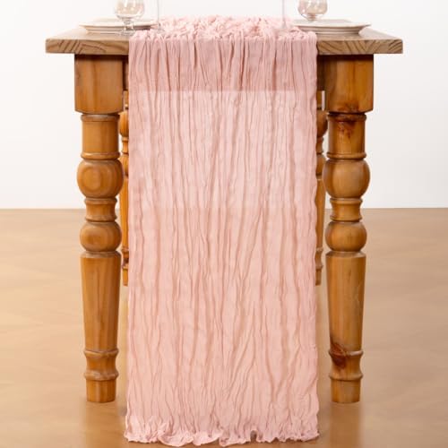 DeZerlor Dusty Pink Cheesecloth Table Runners 10 Pack Summer Boho Runners - Image 5