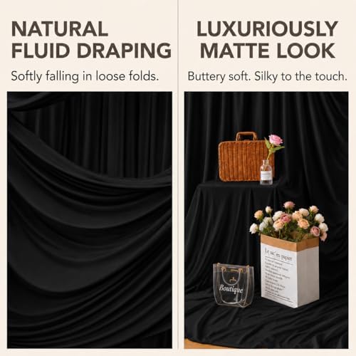 20ftx10ft Black Backdrop Curtain for Wedding Parties, Wrinkle Free Silky Polyester 4 Panels 5x10ft Draping Fabric Photo Back Drop Cloth for Birthday Photography Background Photoshoot - Image 4