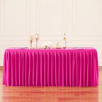 Wish Care Hot Pink Polyester Table Clothes for 4 Foot Rectangle Tables, Wrinkle Free Fitted Table Cover with Pleated Ruffle Table Skirt for Birthday Party Wedding Trade Show Event Display - Image 4