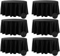 Fokitut 6 Pack Waterproof Round Tablecloth, 108 Inch, Stain Resistant and Wrinkle Polyester Table Cloth, Fabric Table Cover for Kitchen Dining, Wedding, Party, Holiday Dinner-Black by BalsaCircle