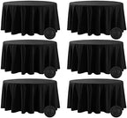 Fokitut 6 Pack Waterproof Round Tablecloth, 108 Inch, Stain Resistant and Wrinkle Polyester Table Cloth, Fabric Table Cover for Kitchen Dining, Wedding, Party, Holiday Dinner-Black by BalsaCircle