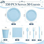 ArtSocket 350 Pack Disposable Party Tableware for 50 Guest, Blue Birthday - Image 3