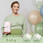 Threehoney 12 Pcs Baby Shower Mini Carriage Decoration Greenery Color Metal Wired Fillable Candy Stroller Baby Shower Table Centerpiece for Guest Gender Reveal Wedding Party Favor Gift - Image 5