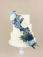 Rinlong 3Pcs Premade Cake Flowers, Navy Blue Wedding Cake Decor - Image 3