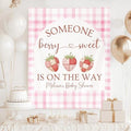 Personalized Strawberry Baby Shower Decoration Sign, Custom Berry Sweet Backdrop, Pink Gingham Girl Fruit Theme Party Banner, Patchwork Strawberry Photo Tapestry, Baby Shower Wall Decor Ideas by Unknown