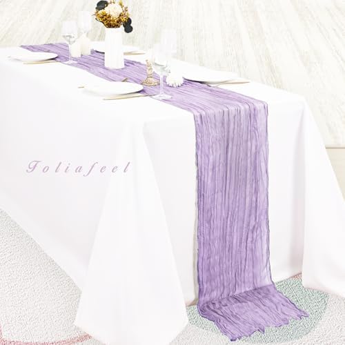 12 Pack Lilac Cheesecloth Table Runner 10FT Rustic Gauze Cheese Cloth Table Runner for Wedding 20 x 120 Inch Long Bridal Baby Shower Table Decor Boho Fabric Sheer Birthday Party Table Decorations - Image 4
