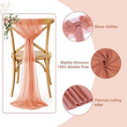 Pack of 200 Chiffon Chair Sashes for Wedding & Event Décor - Coral Peach - Image 3