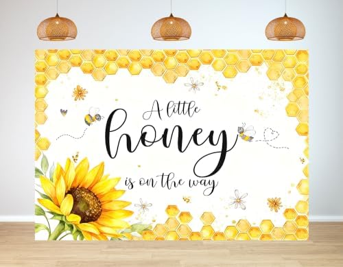 8X6ft Sunflower Bee Honeycomb Backdrop Sweet Floral Insect Photography Baby Shower Gender Reveal Background Tapestry Welcome Little One Party Decoration Photo Studio Props Fabric by Unknown