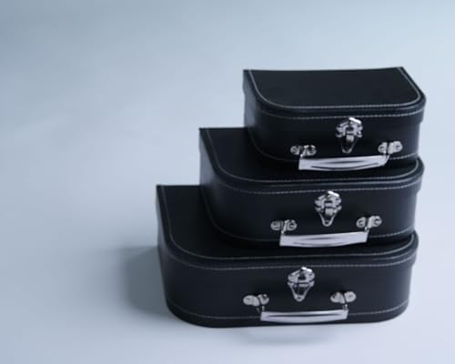 wald imports - Set of 3 Paperboard Suitcases -Decorative Storage Boxes - Suitcase Set for Decoration, Storage, and More (Black) - Image 5