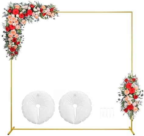 Gold Square Wedding Arch Backdrop Stand Metal Balloon Garden Frame by IKULE