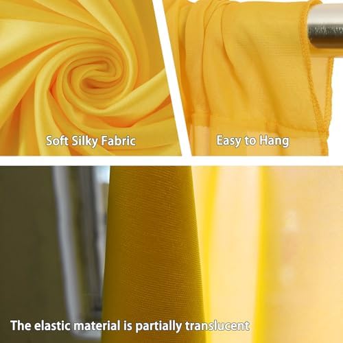 10 x 7 Feet Yellow Backdrop Curtain for Partie, Background Curtains for Photoshoot, Birthday, Wedding, Halloween, Thanksgiving, Christmas Day, New Year Party Decorations 5Ft x 7Ft, 2 Panels - Image 3