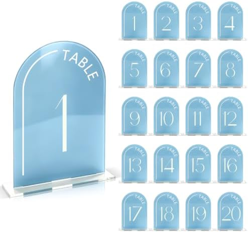 Baby Blue Acrylic Wedding Table Number 1-20 Set by Unknown