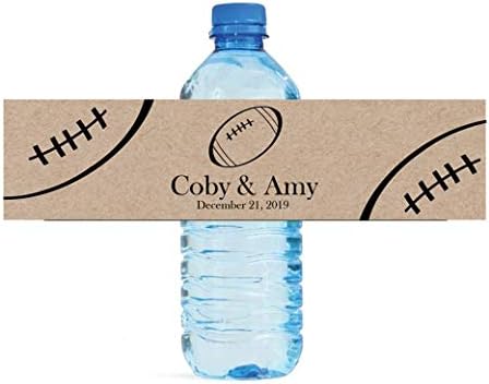 Football Themed Water Bottle Labels Great for Tailgate Wedding Party Birthday Baby Bridal Shower Kraft by DesignThatSign