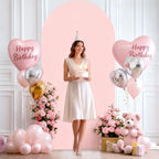 6.6FT Dusty Rose Arch Cover - Polyester Fitted Wedding Arch Stand Covers Round Top Chiara Arch Backdrop Cover for Birthday Party Banquet Photo Background Decoration - Image 6