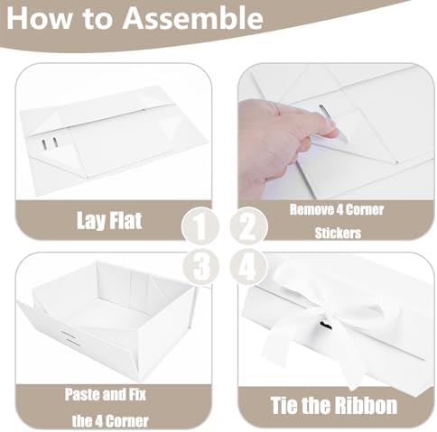 Aimyoo 5 Pack Large White Gift Box with Ribbon, 11.5x8.6x4.1 inch Groomsman Proposal Box for Presents with Magnetic Closure Lids, Rectangle Collapsible Luxury Box for Wedding, Christmas, Birthday - Image 3