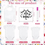 Panitay 100 Pcs White Baby Bodysuits Bibs Kit 25 Guests, Flower - Image 3