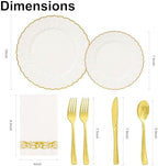 Lullaby 140PCS Ivory Scalloped Plastic Plates Set for Party (20 Guests) - Image 2