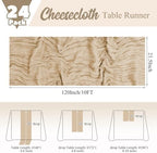 24 Pack Beige Table Runner 10Ft Cheesecloth Table Runner Rustic Gauze Table Runners Romantic Long Sheer Fabric Cheese Cloth Table Runners for Wedding Party Bridal Baby Shower - Image 2