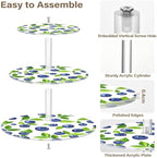 Fresh Blueberries 3 Tier Acrylic Cupcake Stand Round Tiered Cupcake Tower Dessert Tea Party Serving Platter for Wedding, Tea Party, Birthday, Baby Shower - Image 2