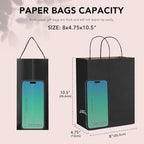 METRONIC 400 Pcs Black Paper Gift Bags with Handles 8x4.25x10.5 Inch Bulk - Image 2