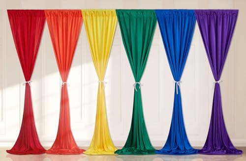 Birthday Backdrop Curtain 15ftx10ft - Rainbow Wrinkle Free Satin Drapes - Image 6