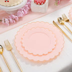 LIYH Pink Gold Rim 120 Pcs Scalloped Plastic Plates For Baby Shower Party - Image 4