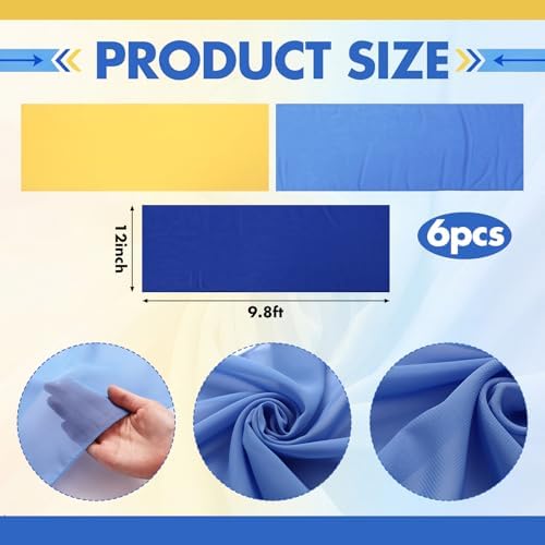 Boao 6 Pcs Amalfi Coast Blue Yellow Lemon Decorations Chiffon Table Runner - Image 2