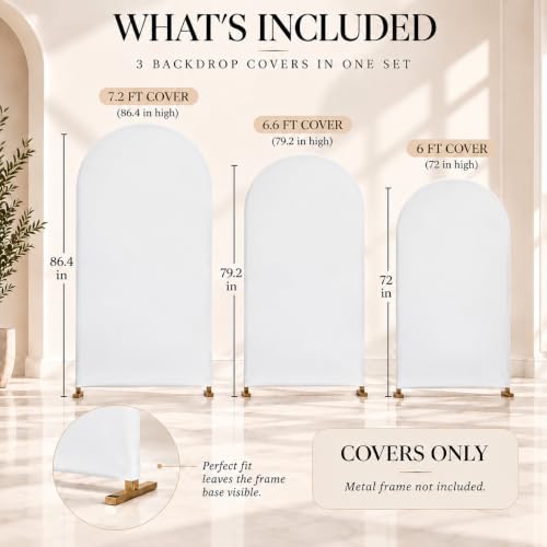 Set of 3 Stretchy Wedding Arch Backdrop Covers, 7.2FT, 6.6FT & 6FT - Image 6