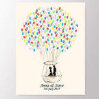 Personalized Wedding Guest Book for Party Decorations,Sweet Lover in Fire Balloon DIY Fingerprint Guests Sign in Book with Ink Pad Wedding Gifts for the Couple-60x80cm by Unknown