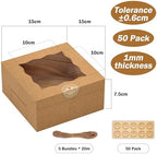 50Pcs 6x6x3 Inch Cookie Boxes with Window, Boxes for Baked Goods - Image 4