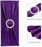 Spandex Purple Chair Sashes 100 Pack Wedding Chair Bows Bands Silver Buckle - Image 5