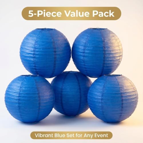 Balagan Chinese Japanese Paper Lanterns 16-Inch 5 Packs (Blue, 16 inch) BLG-220503 0 - Image 7