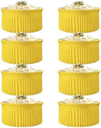 8 Pack 132 inch Yellow Round Tablecloth, Circle Stretch Table Cloths for 6 FT Tables, Wrinkle Free Round Table Skirt for Wedding Birthday Photography Party Social Events Engagement Party Decorations by Creativepartyuniquedecorat