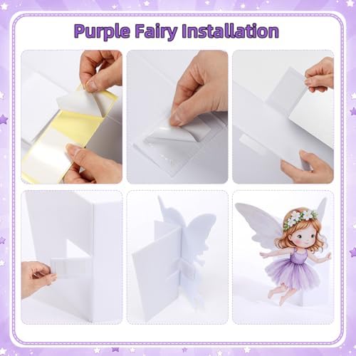Eaasty 5 Pcs Fairy Party Decorations 16-24 Inch Purple Fairy Large Cutouts - Image 4