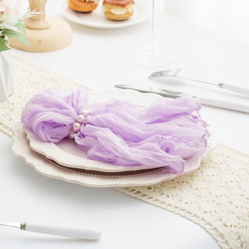 60 Pack Lilac Cloth Napkins 21x21 Inches Lilac Cheesecloth Napkins Set of 60 Washable Dinner Table Napkins for Wedding Bridal Baby Shower Rustic Boho Cotton Gauze Family Gathering Table Decor - Image 5