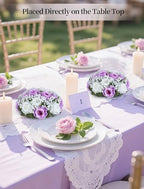 BLOSMON Fake Flowers Ball Wedding Centerpieces, 10 Pcs, Rose & Babys Breath - Image 2