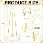 Feifeiya 2 Pcs Gold Floor Easel Stand 46 in, Trapezoidal Metal - Image 2