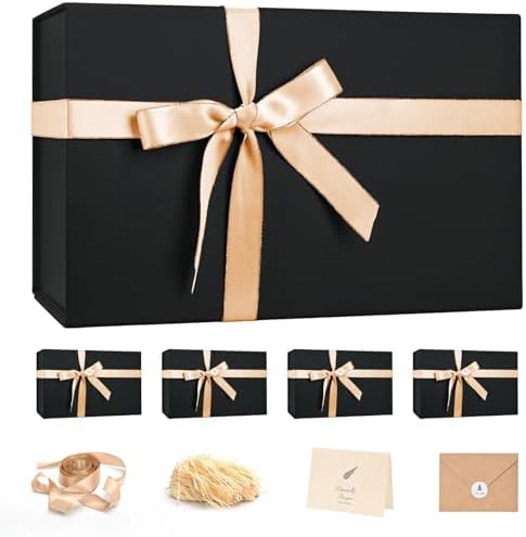 Black Birthday Gift Box with Magnetic Lid for Presents, 14"x8.5"x4.5" by Lifelum