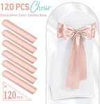 120 PCS Rose Gold Satin Chair Sashes, 7 x 108 Inch - Image 2